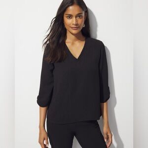 NWT Chico’s size 3(16/18XL)  Black Textured Crossover Top